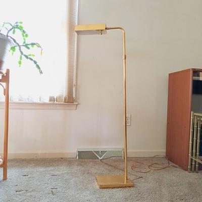 LOT 29L: MCM Swing Arm Pharmacy Lamp with 3-Tier Metal and Glass Shelf