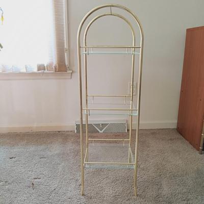 LOT 29L: MCM Swing Arm Pharmacy Lamp with 3-Tier Metal and Glass Shelf