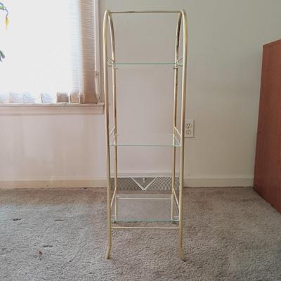 LOT 29L: MCM Swing Arm Pharmacy Lamp with 3-Tier Metal and Glass Shelf