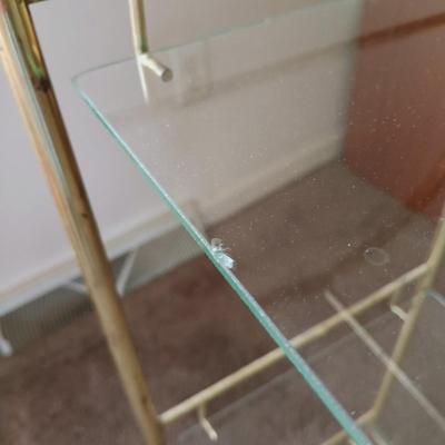 LOT 29L: MCM Swing Arm Pharmacy Lamp with 3-Tier Metal and Glass Shelf