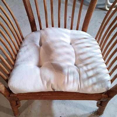 LOT 32L: Pair of Rattan Barrel Chairs with Cushions
