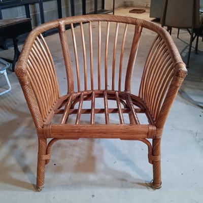 LOT 32L: Pair of Rattan Barrel Chairs with Cushions
