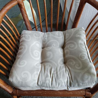 LOT 32L: Pair of Rattan Barrel Chairs with Cushions