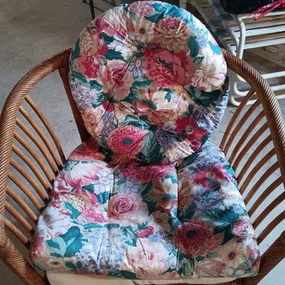 LOT 32L: Pair of Rattan Barrel Chairs with Cushions