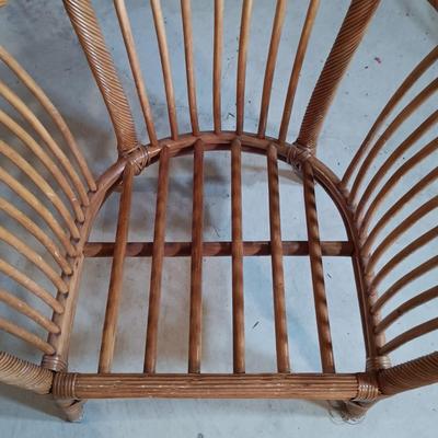 LOT 32L: Pair of Rattan Barrel Chairs with Cushions