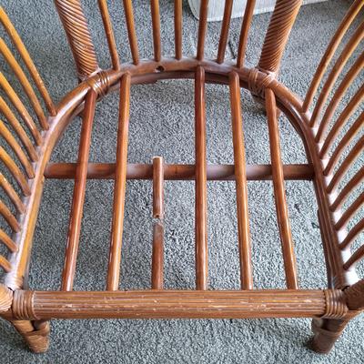 LOT 32L: Pair of Rattan Barrel Chairs with Cushions