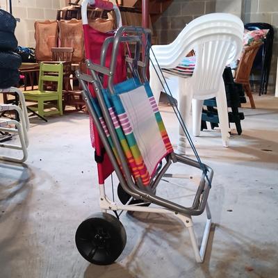 LOT 82B: Rio Beach Folding Chairs with Trolley, Plastic Folding Tables & More