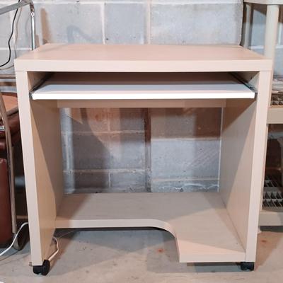 LOT 88B: Ikea Desk and Lamp with Wood Stool