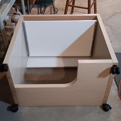 LOT 88B: Ikea Desk and Lamp with Wood Stool