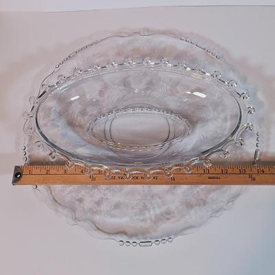 LOT 90B: Etched Gold-Tone Serving Dish, JLMENAU Blue Porcelain Dish with Metal Plate, Silver Overlay Plates & More