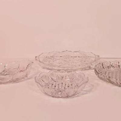 LOT 90B: Etched Gold-Tone Serving Dish, JLMENAU Blue Porcelain Dish with Metal Plate, Silver Overlay Plates & More