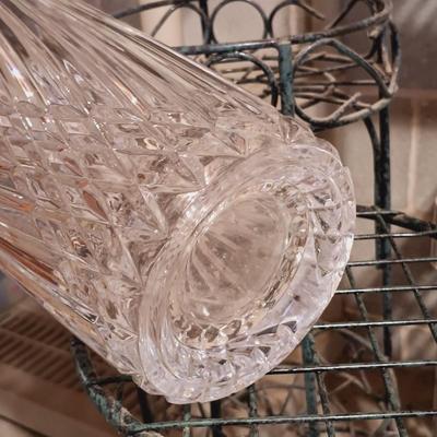 LOT 91B: Metal Plant Stands with Crystal and Glass Vases