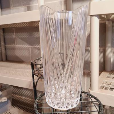LOT 91B: Metal Plant Stands with Crystal and Glass Vases