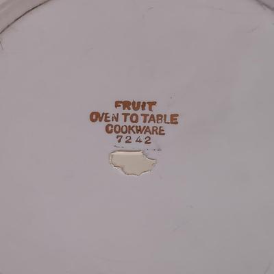 LOT 94B: Andrea by Sadek Casserole Dishes, Indiana Glass Hobnail Plates, Indiana Glass Wild Rose Pattern Plates & More
