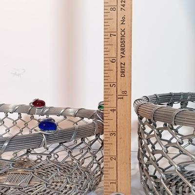 LOT 96B: Large Collection of Candles, Wire Metal Baskets & Glass Candle Holders