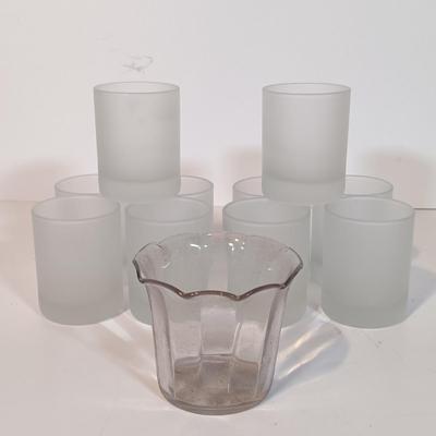 LOT 96B: Large Collection of Candles, Wire Metal Baskets & Glass Candle Holders