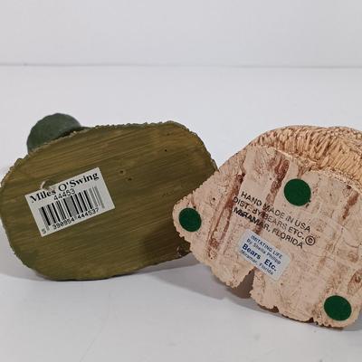 LOT 98L: Vintage Clay Art Woman Selling Fruit, Wood Folk Art Cat, Cantala Fiber Coasters & More