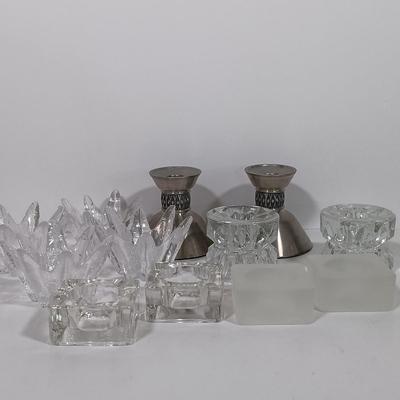 LOT 99L: Collection of Glass and Pewter Candle Holders