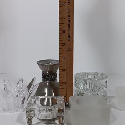 LOT 99L: Collection of Glass and Pewter Candle Holders