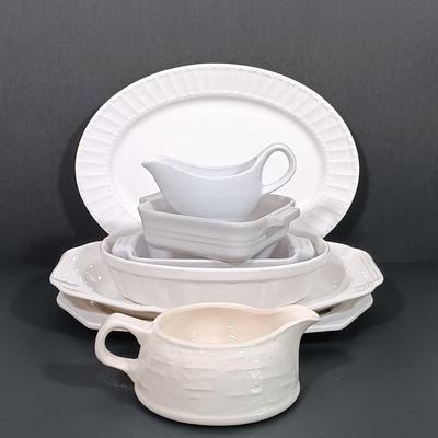 LOT 206K: Set of White Dishes - Le Creuset, Mikasa, Pfaltzgraff & More
