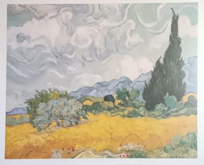 LOT 218L: Framed Print of Vincent Van Gogh's Wheat Field with Cypresses