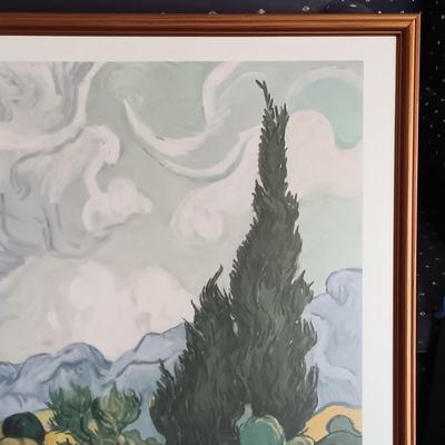 LOT 218L: Framed Print of Vincent Van Gogh's Wheat Field with Cypresses