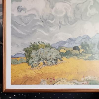 LOT 218L: Framed Print of Vincent Van Gogh's Wheat Field with Cypresses