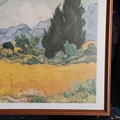 LOT 218L: Framed Print of Vincent Van Gogh's Wheat Field with Cypresses