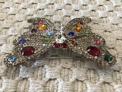 3x3 Pave Set Rhinestone Vintage Butterfly Brooch