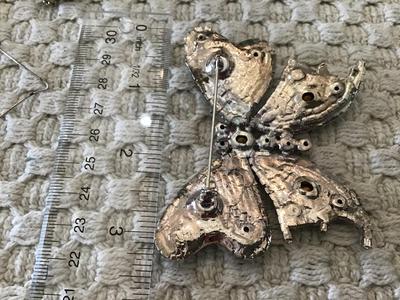3x3 Pave Set Rhinestone Vintage Butterfly Brooch