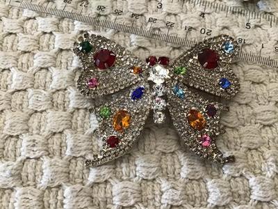 3x3 Pave Set Rhinestone Vintage Butterfly Brooch