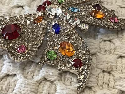 3x3 Pave Set Rhinestone Vintage Butterfly Brooch