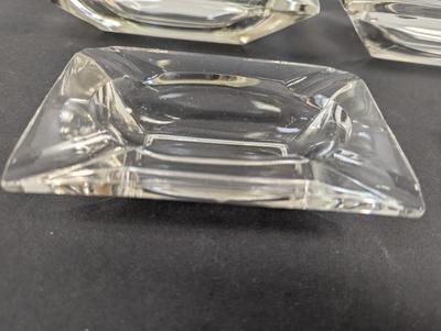 Vintage Mid Century Modern Classic Clear Glass Ashtrays Square/Rectangle