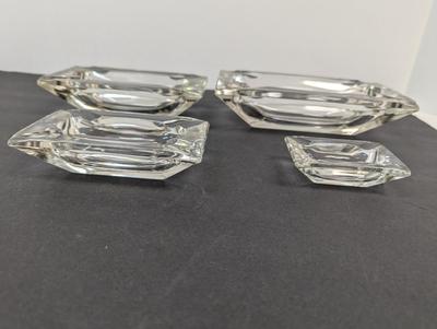 Vintage Mid Century Modern Classic Clear Glass Ashtrays Square/Rectangle