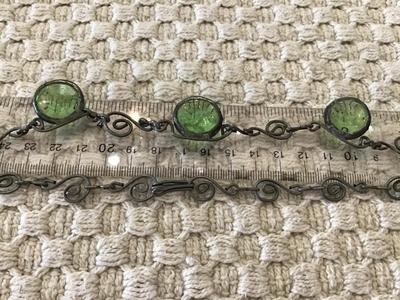 Stain Glass Fern Green Art Glass Vintage Necklace