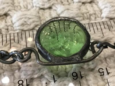 Stain Glass Fern Green Art Glass Vintage Necklace