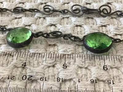 Stain Glass Fern Green Art Glass Vintage Necklace