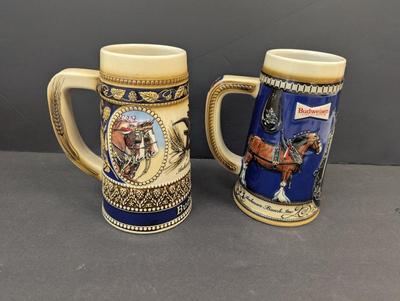 Vintage Anheuser-Busch Budweiser Clydesdale Beer Steins #5 & #6