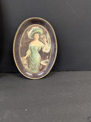 Vintage Pepsi Cola Oval Tin Tray Decor Victorian Lady Drinking Signs #2
