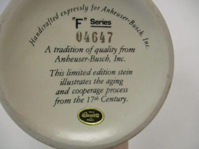 Handcrafted Anheuser Busch "A" Series 20713 LE Stein & "F" Series 04647 LE Stein #8