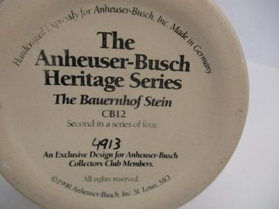 The Anheuser Busch Heritage Series The Bauernhof Stein Second In Series 4913 & Handcrafted In Brazil LE #9
