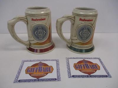 Handcrafted Anheuser Busch Tin Bud Historic "Real Harmony" Advertising Series Stein & Tin Second In Series 04740 &...