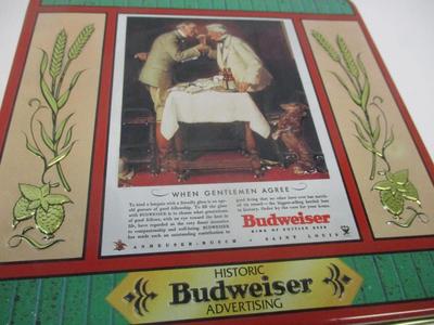 Handcrafted Anheuser Busch Tin Bud Historic "Real Harmony" Advertising Series Stein & Tin Second In Series 04740 &...