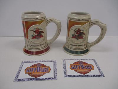 Handcrafted Anheuser Busch Tin Bud Historic "Real Harmony" Advertising Series Stein & Tin Second In Series 04740 &...