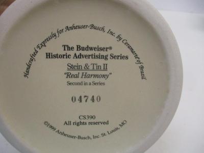 Handcrafted Anheuser Busch Tin Bud Historic "Real Harmony" Advertising Series Stein & Tin Second In Series 04740 &...