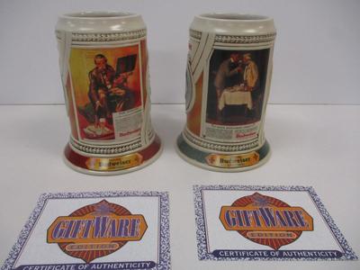 Handcrafted Anheuser Busch Tin Bud Historic "Real Harmony" Advertising Series Stein & Tin Second In Series 04740 &...