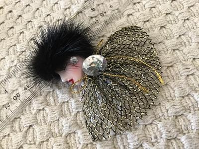 Vintage Lady Brooch Fur Hat