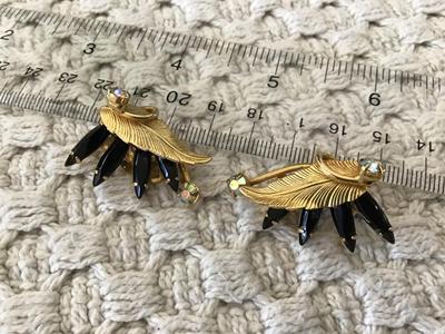 Black Glass Crystal Clip on Earrings