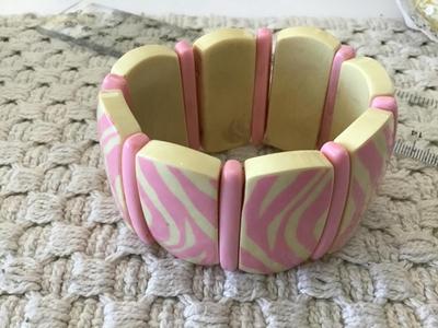 Zebra pink Thermoset Expandable vintage Bracelet