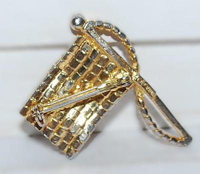 Red, White & Blue FLAG BROOCH (1¾" x 1½") Marked "RAFAELIAN" on a Gold Tone Setting